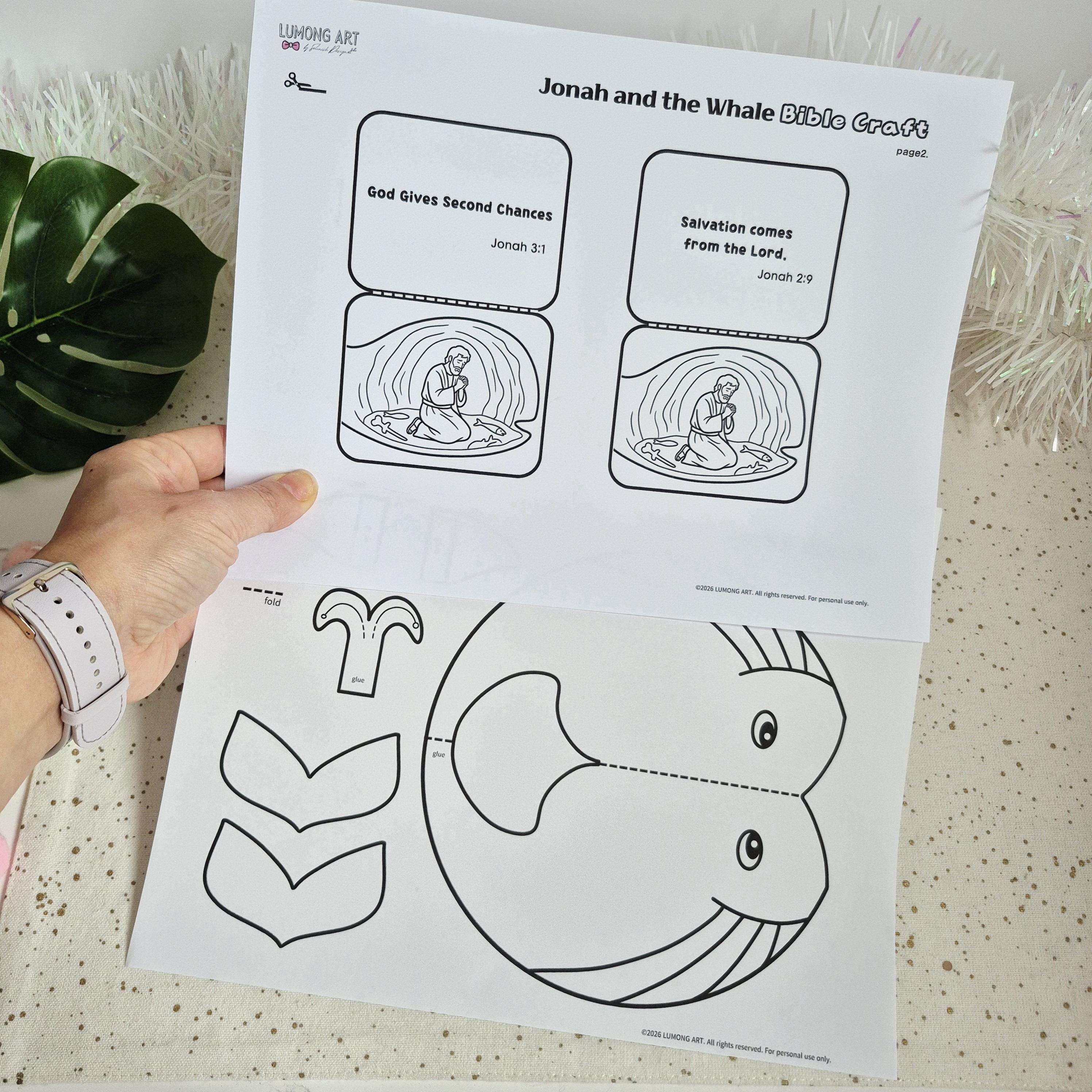 Jonah and the Whale Bible Craft Printable, Sunday School Activity for ...