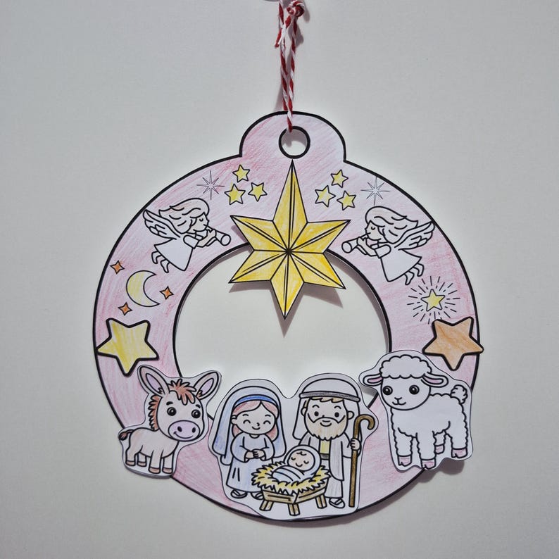 Nativity Wreath Craft Printable | Christmas Activity for Kids, Sunday ...