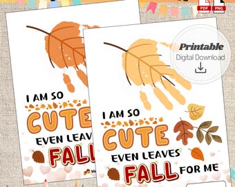 Fall Handprint Craft Printable | Leaves Fall for Me Keepsake Art | Preschool Autumn Toddler Activity | Easy Daycare Pre-K Craft PDF