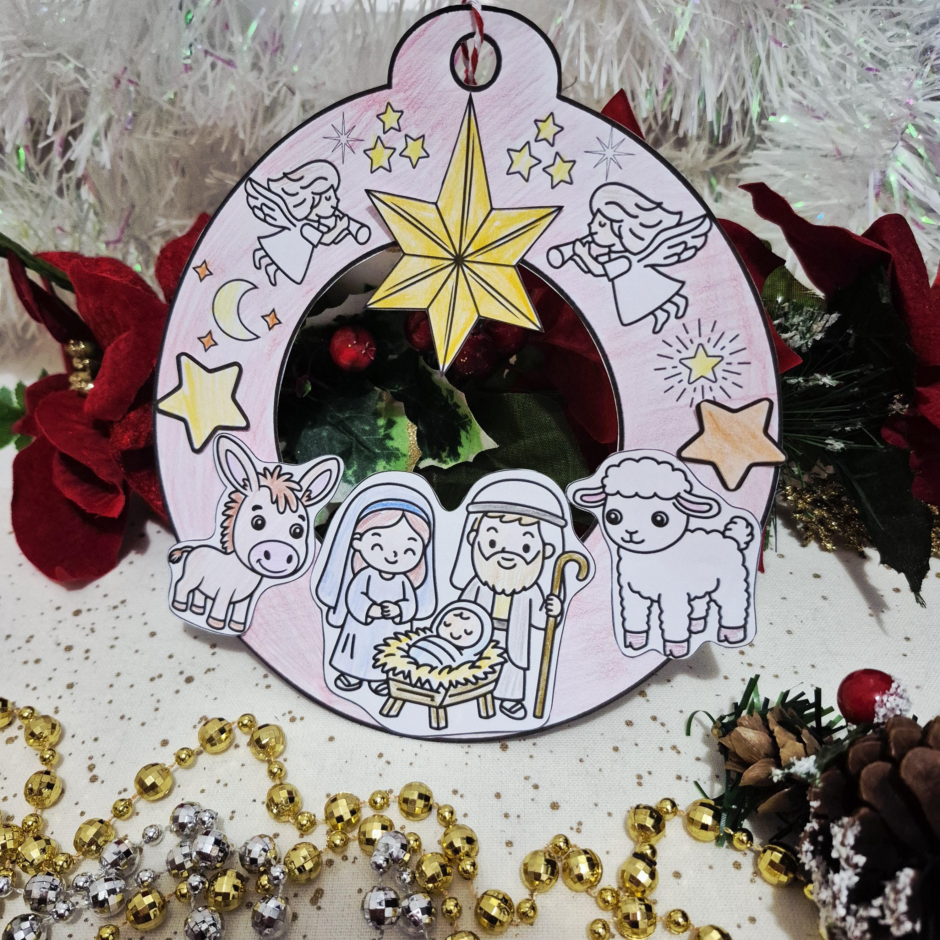 Nativity Wreath Craft Printable | Christmas Activity for Kids, Sunday ...