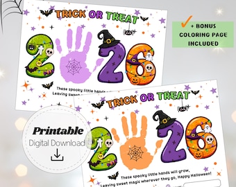 2026 Halloween Handprint Art Printable, Spooky Hands Will Grow Craft, Preschool Toddler Keepsake Activity, Trick or Treat Classroom DIY