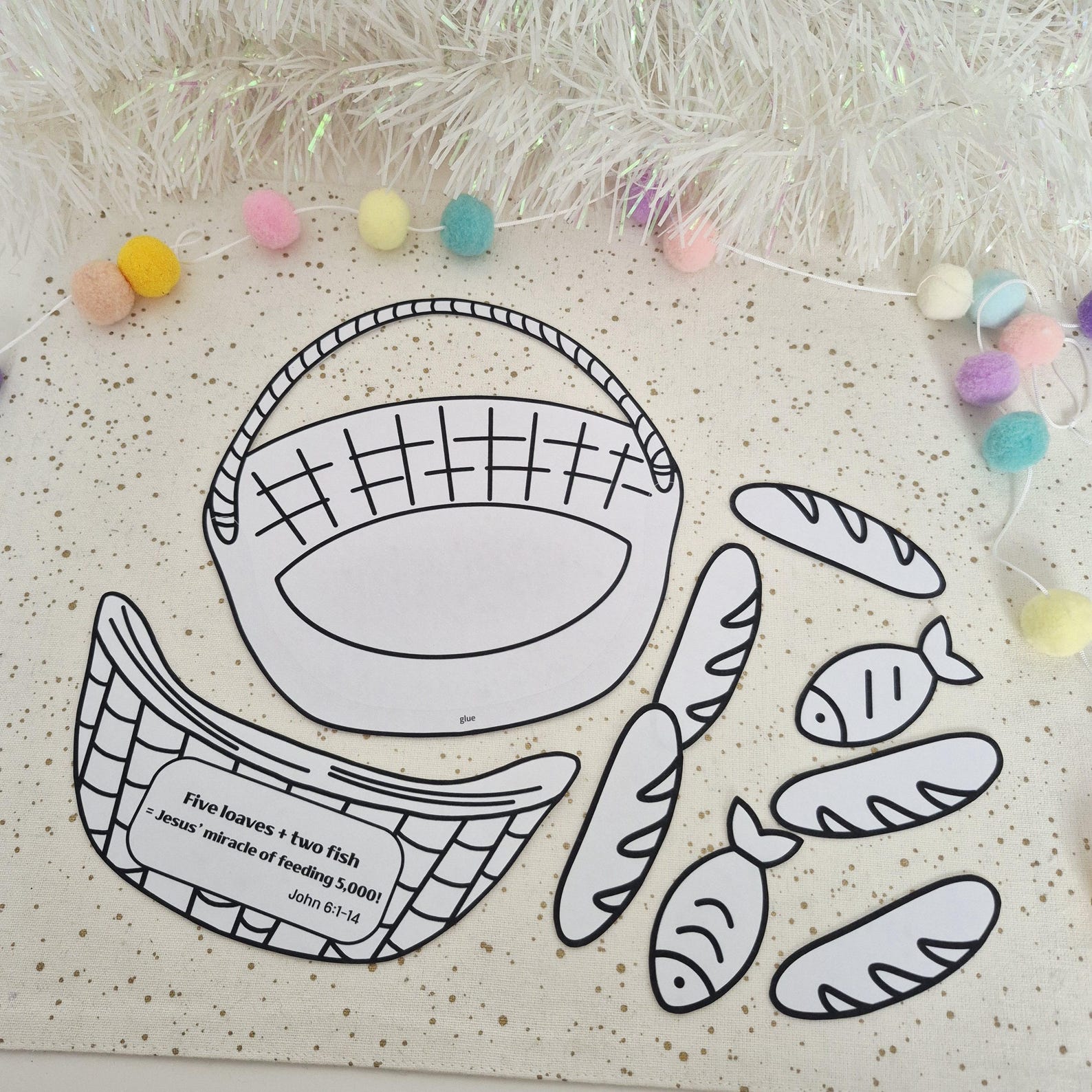 Loaves and Fishes Bible Story Craft | Jesus Feeds 5000 Printable Basket ...