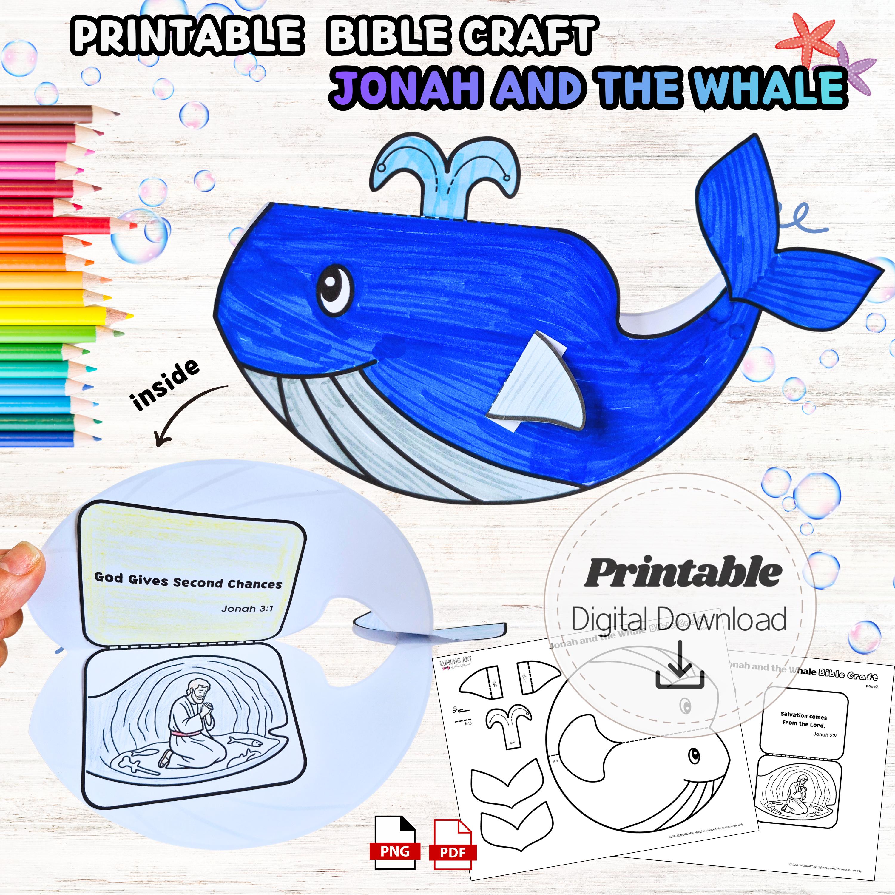Jonah and the Whale Bible Craft Printable, Sunday School Activity for ...