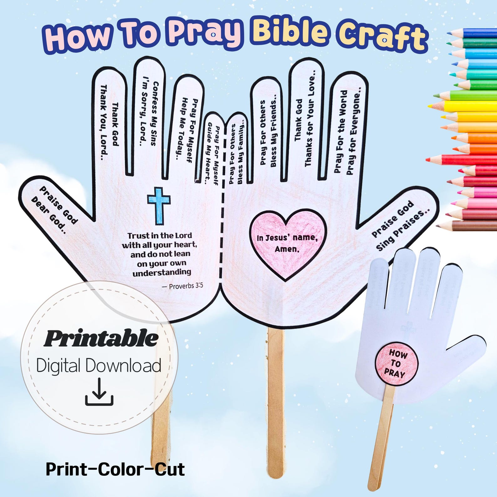 How to Pray Foldable Craft for Kids Sunday School Bible Lesson, Prayer ...