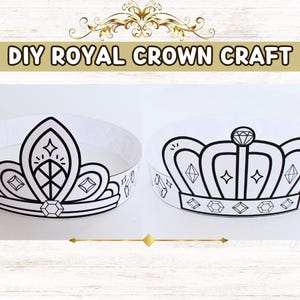 Königliche Krone Handwerk Vorlage, Prinz Prinzessin Tiara Färbung, König Königin Party Aktivität, königliches Geburtstagsgeschenk, DIY druckbare verkleidbare Requisite