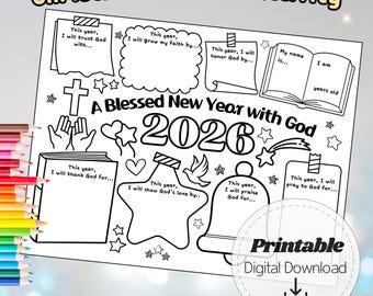 Neues Jahr mit Gott Arbeitsblatt für Kinder | Christliche Neujahrsvorsätze | Kirche & Sonntagsschule Aktivität