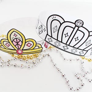 Druckbare Papier Krone Royal Prince & Princess Set für Kinder Handwerk DIY Geburtstagsparty König Königin Krone Färbung Aktivität Digitaler Download