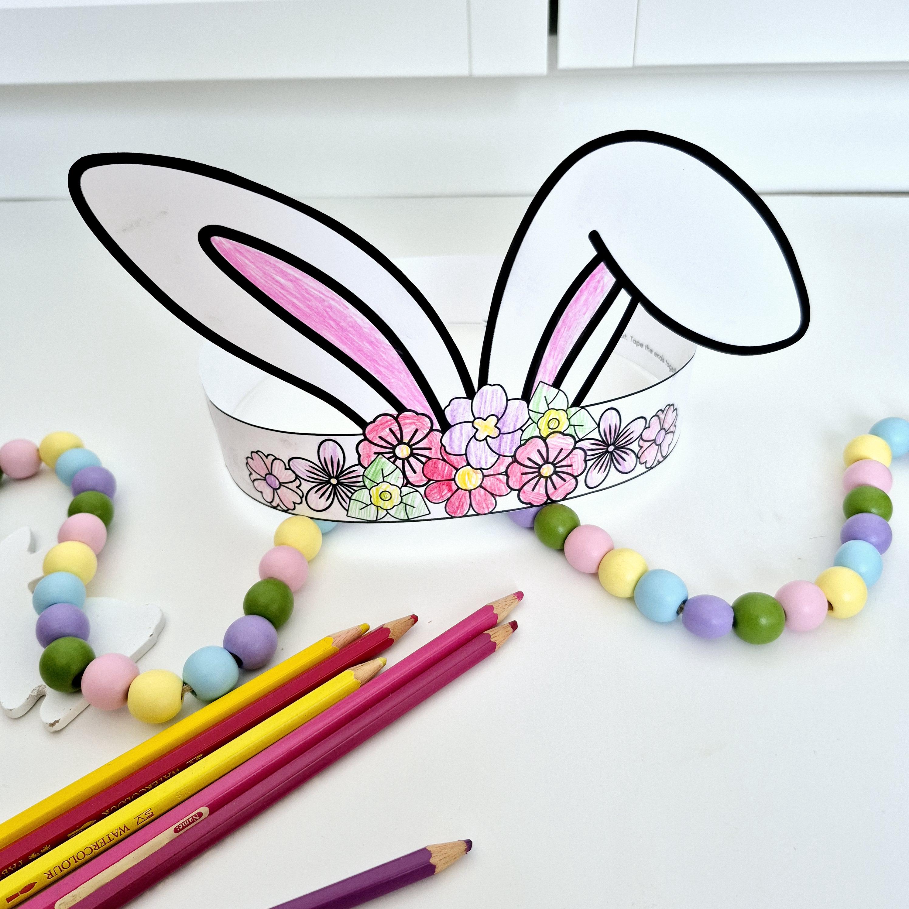 Easter Bunny Ears Crown Printable Kids Easter Craft Paper Bunny Crown ...