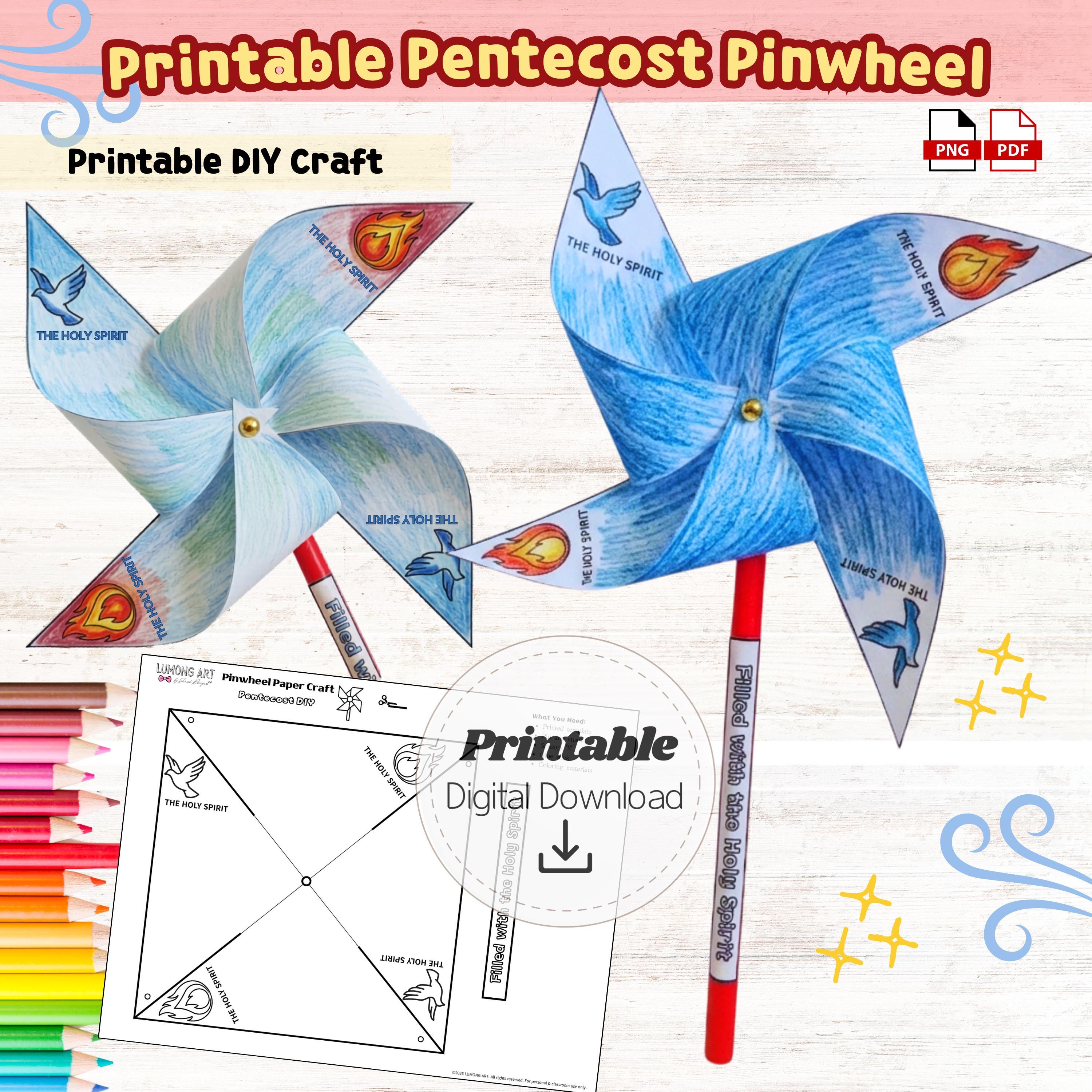 Pentecost Pinwheel Craft for Kids | Holy Spirit Bible Activity | Sunday ...
