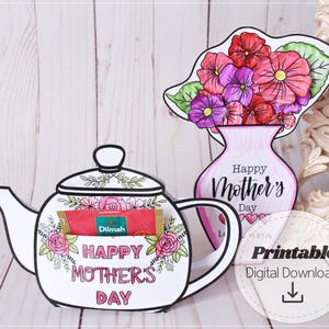 Mother's Day 3D Flower Vase Card Printable Color & Craft Kids Activity ...