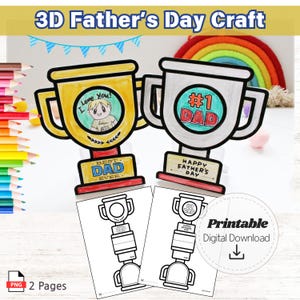 Vatertagstrophäe Handwerk 3D druckbar Standing Best Dad Award for Dad Easy DIY Kids Craft Color und Cut World's Best Dad Digital Download