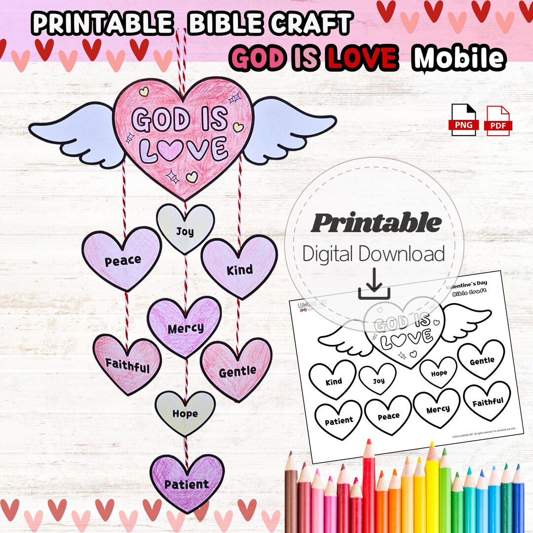 Christian Valentine’s Day Craft for Kids | God is Love Heart Mobile ...