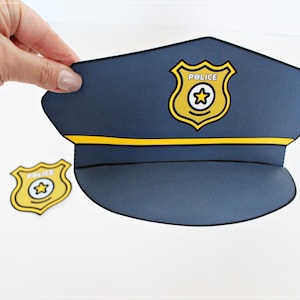 Polizei Hut Druckbare Vorlage DIY Kinder Polizist Kostüm Community Helfer Handwerk Pretend Play Prop Geburtstagsparty Digitaler Download