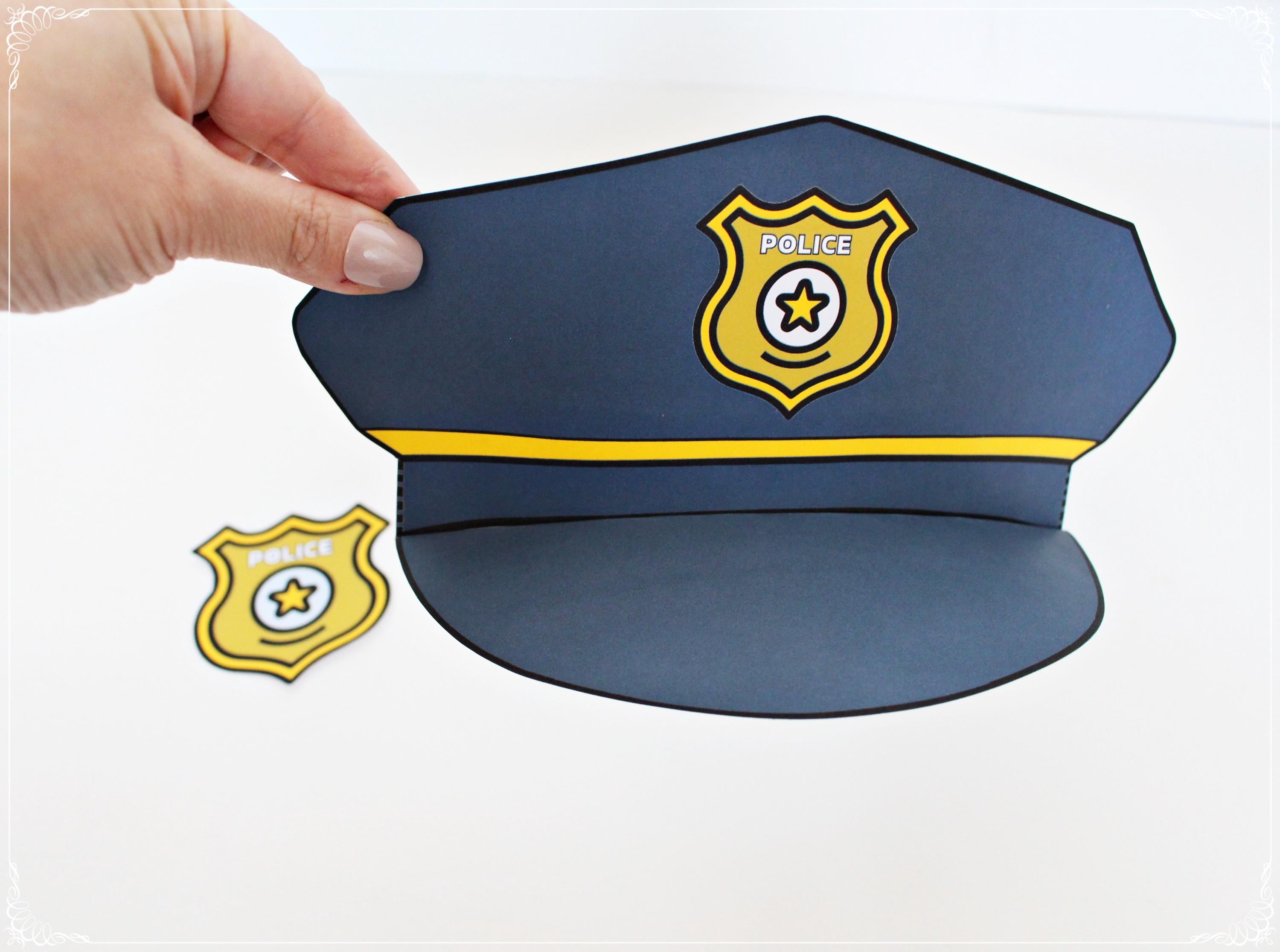 警察帽子の印刷可能なテンプレートDIY子供用警察官コスチューム