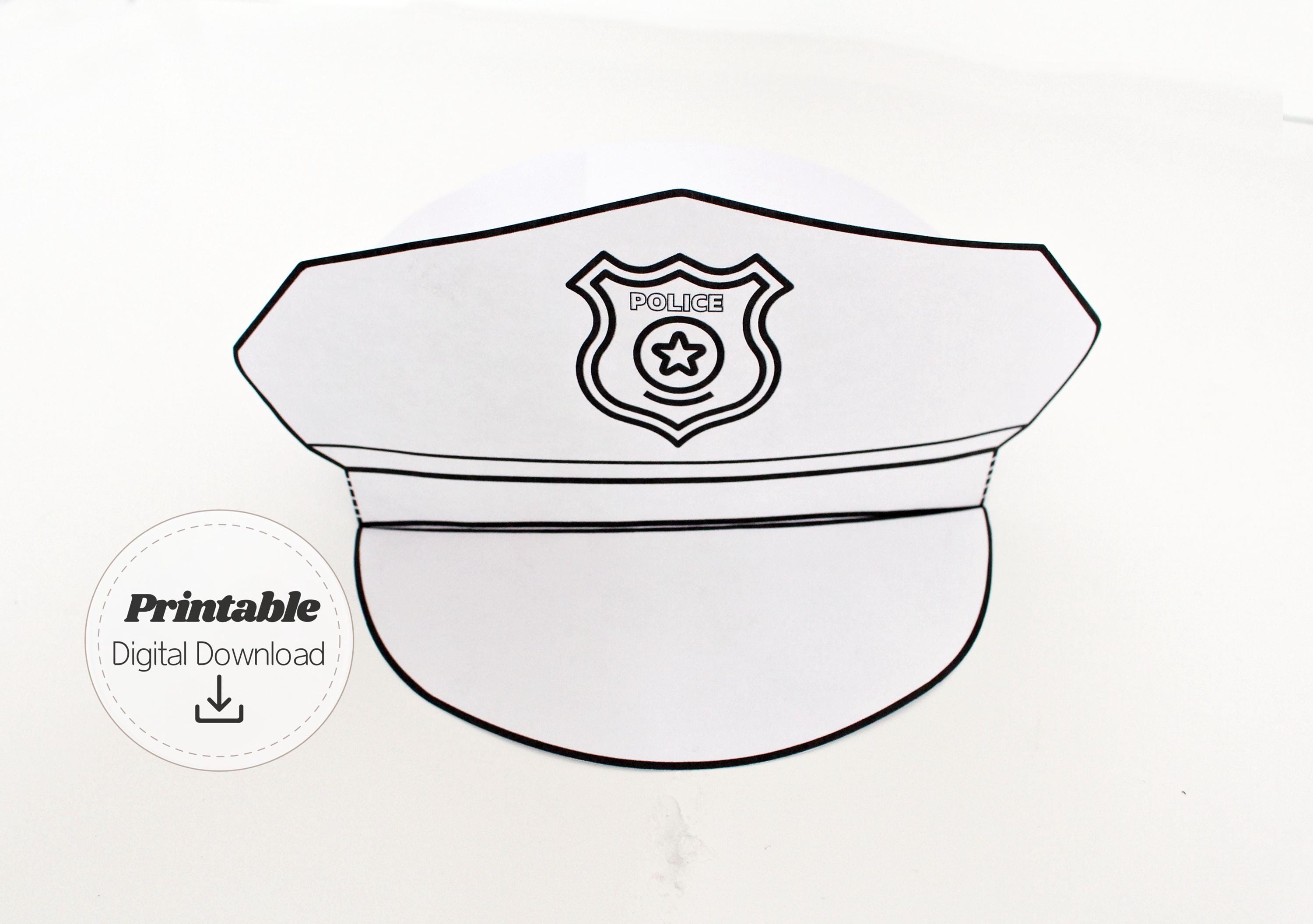 Chapeau De Policier Déguisement - Casquette Enfant Réglable Avec Badge, Accessoire Costume Pour Jeux De Rôle, Polyester, Tour De Tête 54 Cm