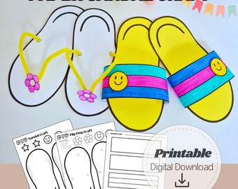 Printable Paper Sandal Craft for Kids | Summer Flip Flop Activity | Cut and Paste Craft | Preschool Craft | DIY Summer Fun Printable Digital