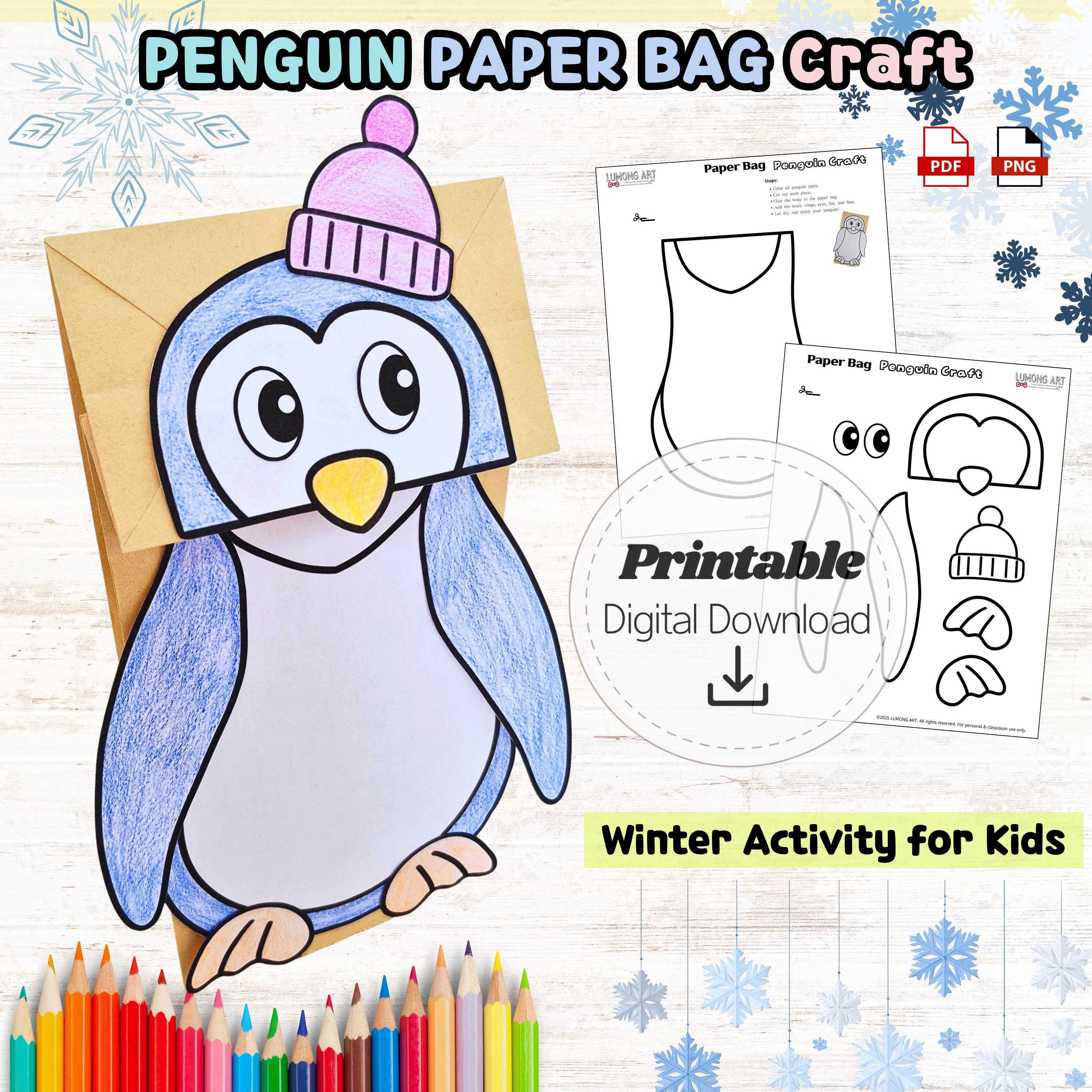 38 Penguin Crafts: Fun and Creative Ideas for the Whole Family 6 Penguin Paper Bag Craft - Printable Winter Kids Activity (Digital…