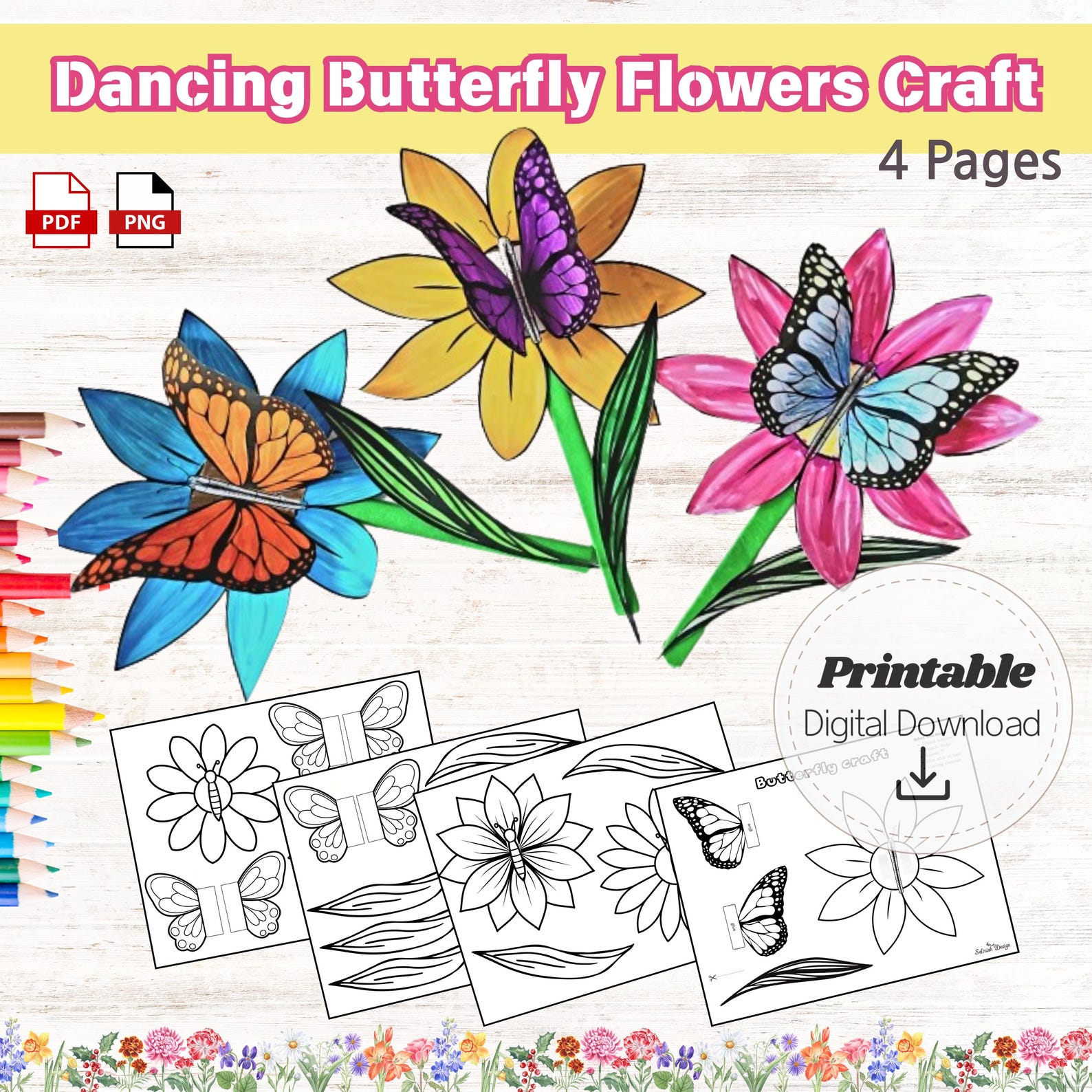 Dancing Butterfly Craft Template Moving Wings Kids Spring Classroom ...