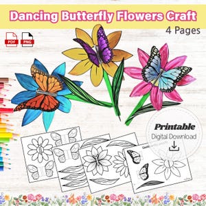 Dancing Butterfly Craft Template Moving Wings Kids Spring Classroom Activity Nature Craft Printable Art Butterfly Day Instant Download