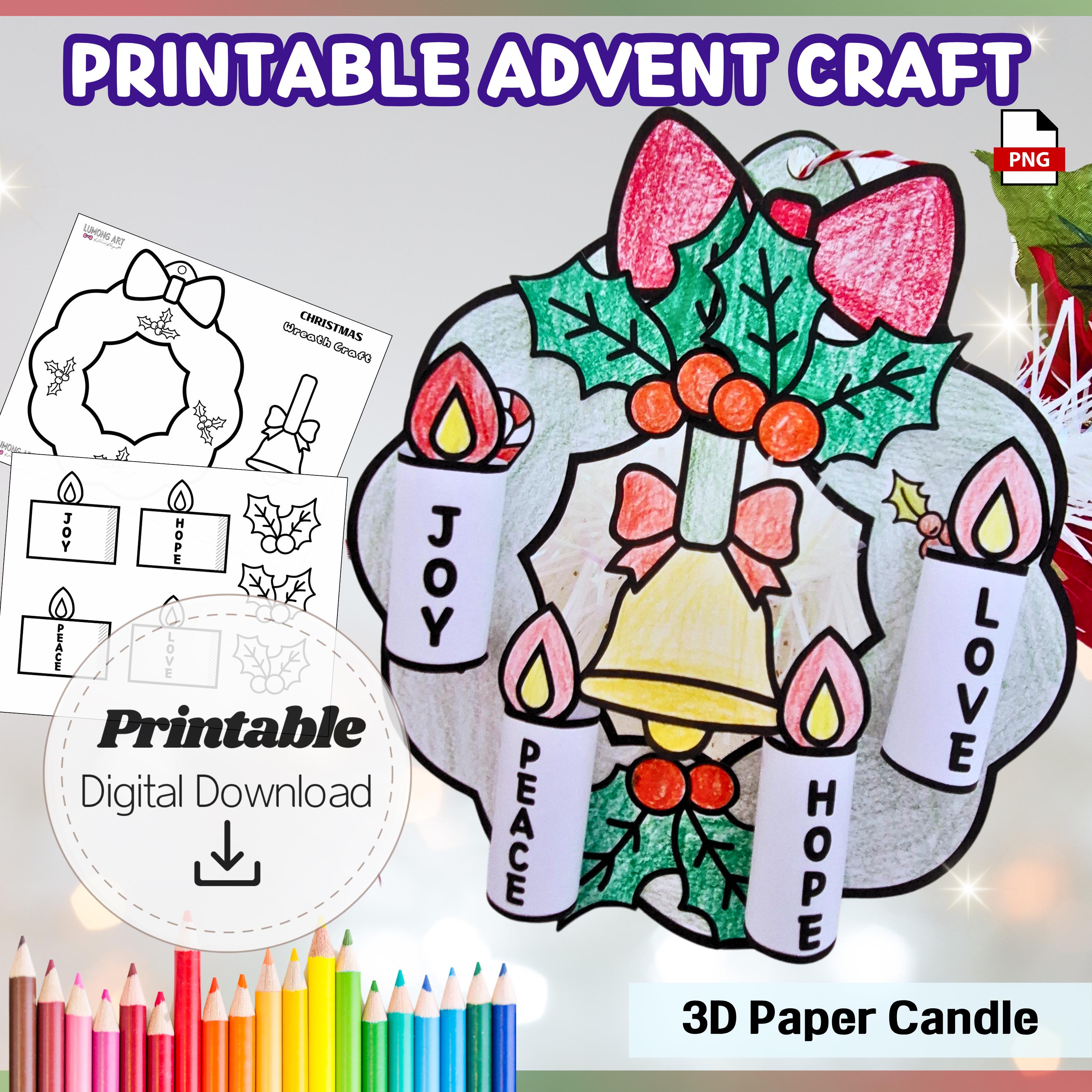 3D Advent Wreath Craft Printable Christian Bible Craft for Kids…
