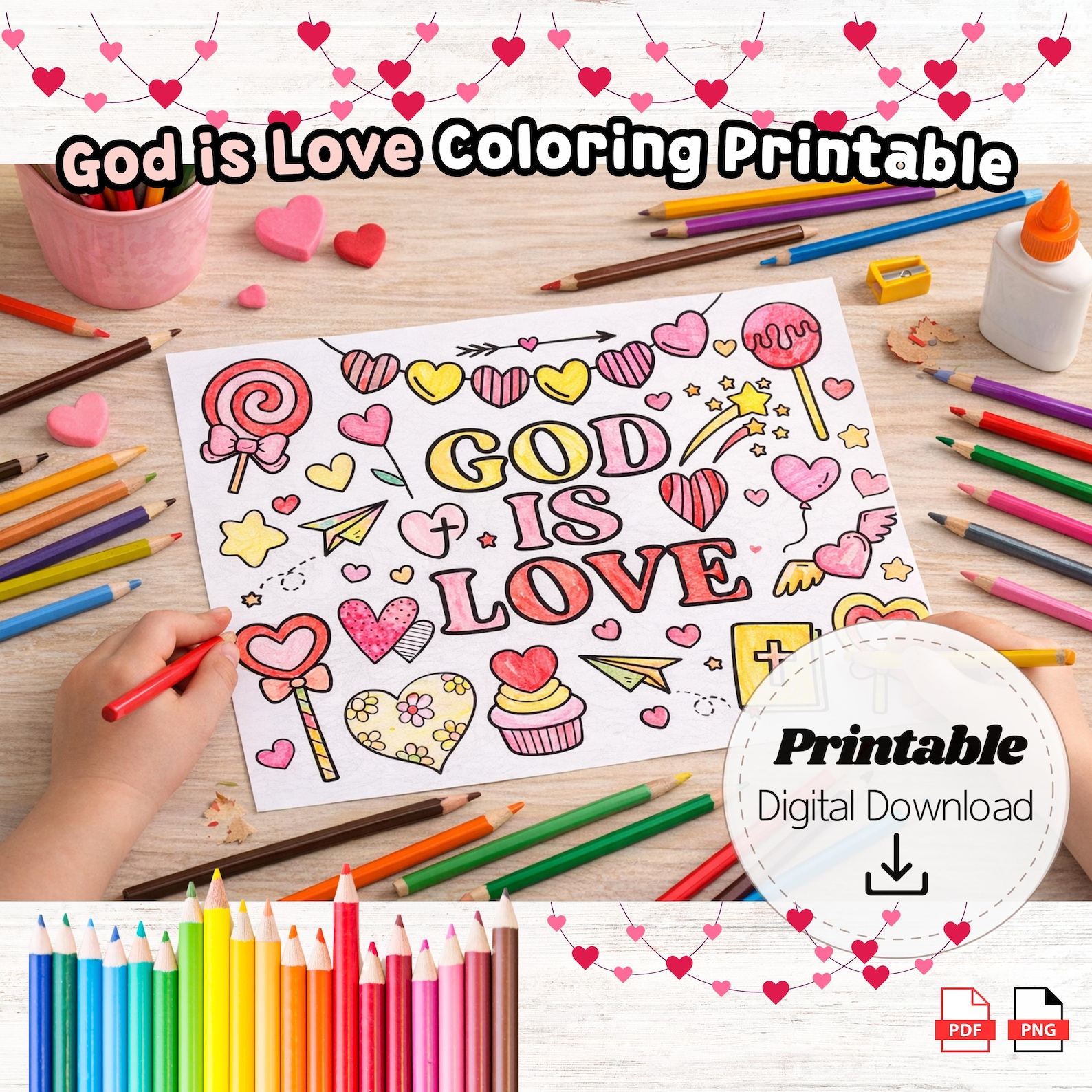God is Love Coloring Page Printable | Christian Valentine Coloring ...