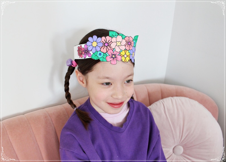 Printable Flower Crown Template Kids Spring Craft Activity DIY Paper ...