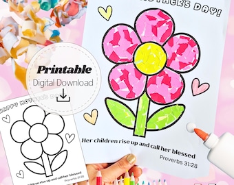 Christelijk Moederdagcadeau, Spreuken 31:28 Moederdag Bijbelvers ambacht, zondagsschoollesactiviteit, religieuze traankunst voor kinderen pdf