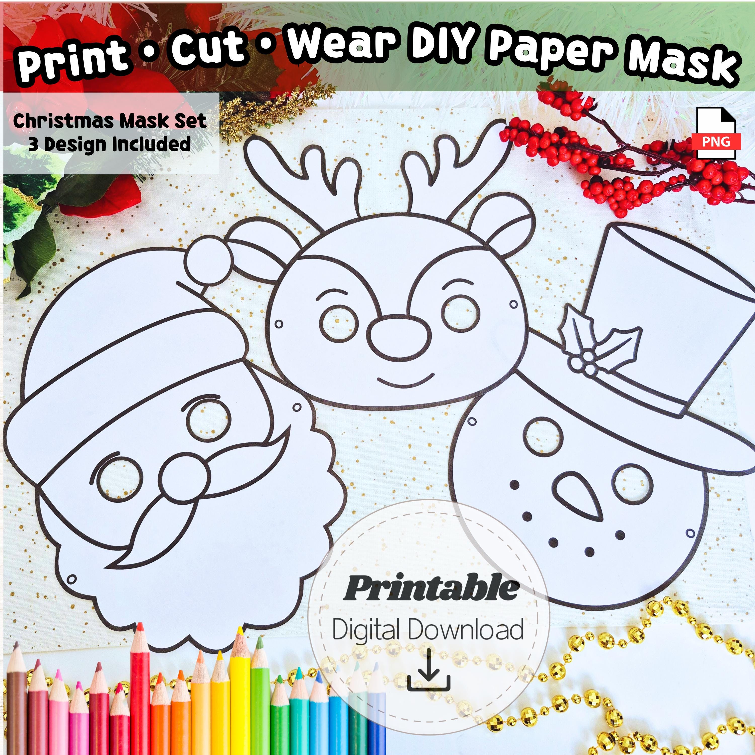 40 Adorable Reindeer Crafts for Kids They'll Love 4 Christmas Mask Set Printable Santa, Reindeer, Snowman Paper Masks…