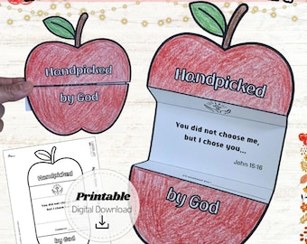 Fall Bible Craft for Kids| Handpicked by God Surprise Foldable Card | John 15 16 Sunday School Activity | Christian Autumn Kids Printable