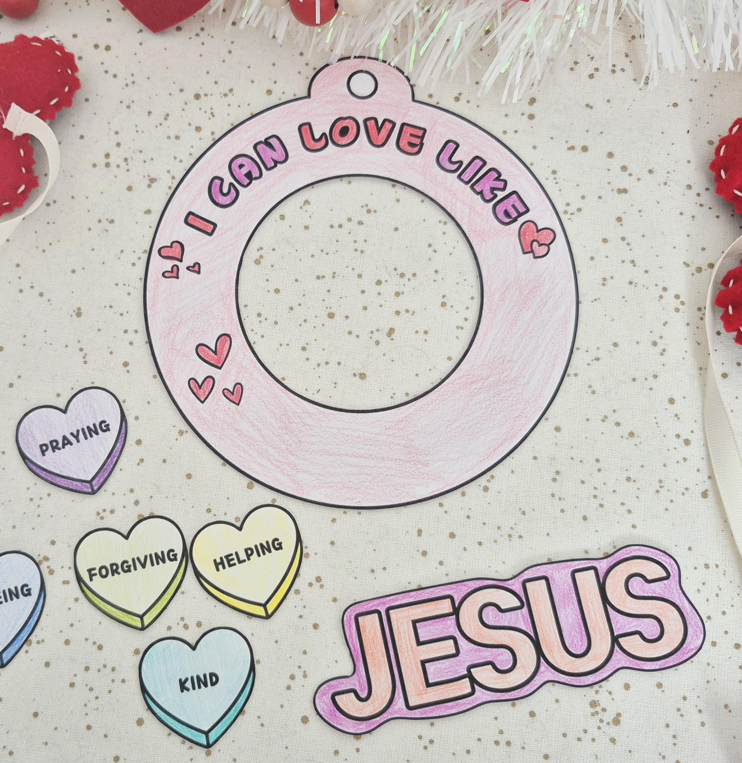 Love Like Jesus Valentine Wreath Craft for Kids, Sunday School Bible ...