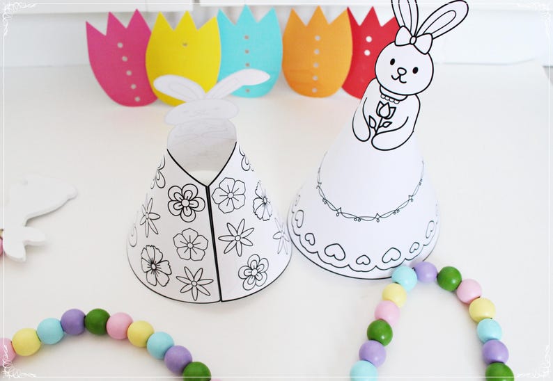 Easter Bunny Cone Printables Kids Craft Activity Printable DIY Easter ...