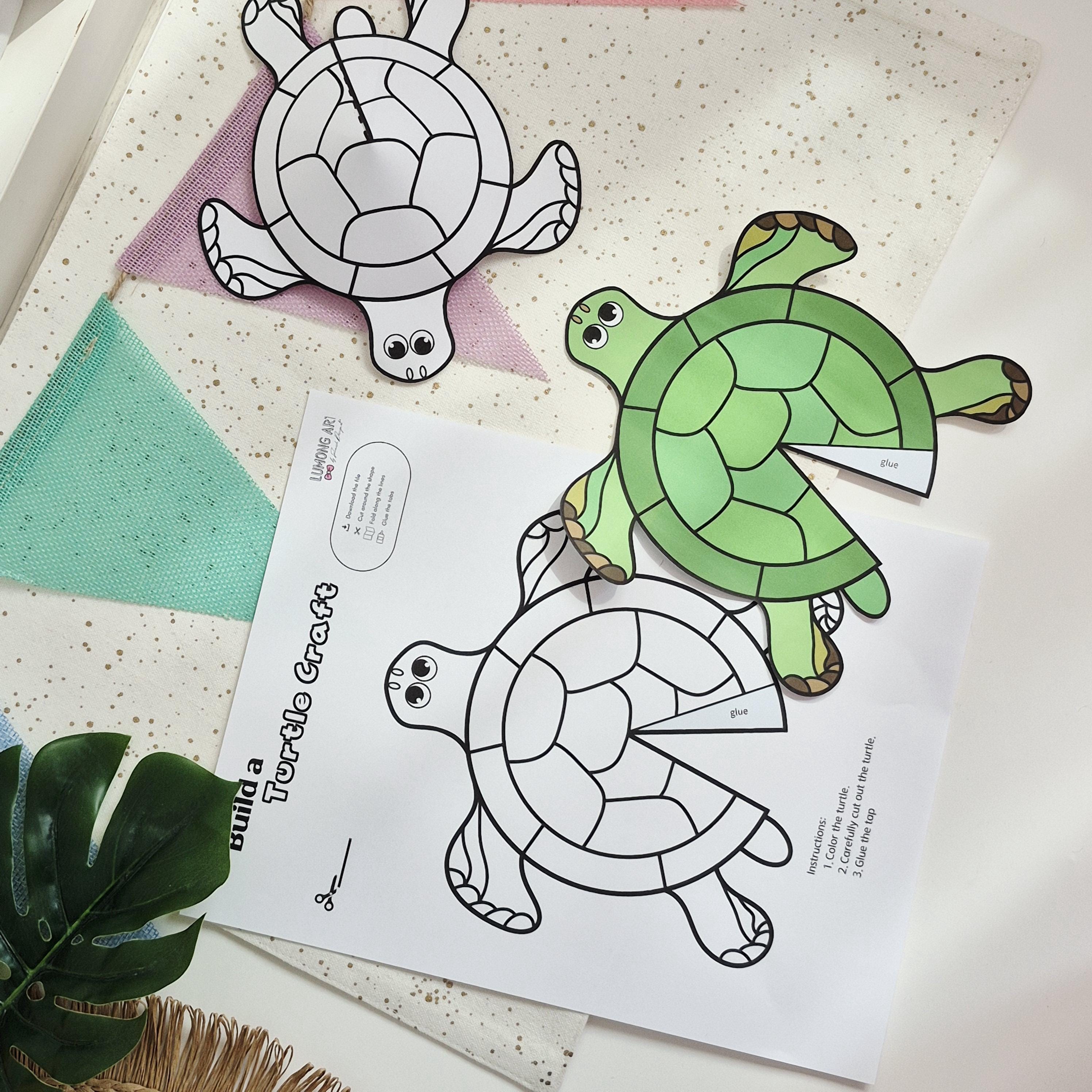 Printable Turtle Craft for Kids | 3D Paper Turtle Cut and Paste ...