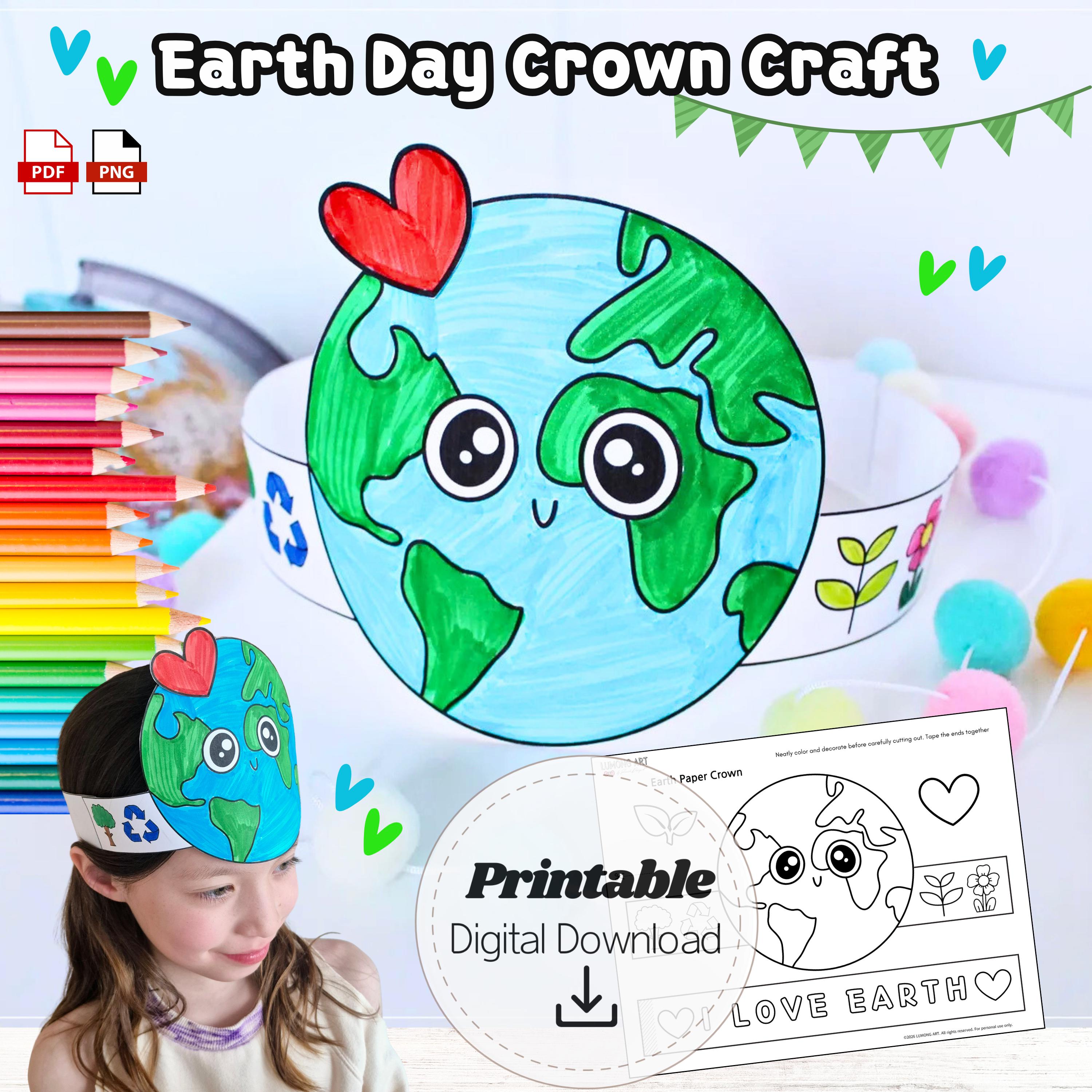 41 Easy Earth Day Crafts And Activities For Kids 27 Earth Day Crown Craft for Kids, Save the Planet Pledge Activity,…