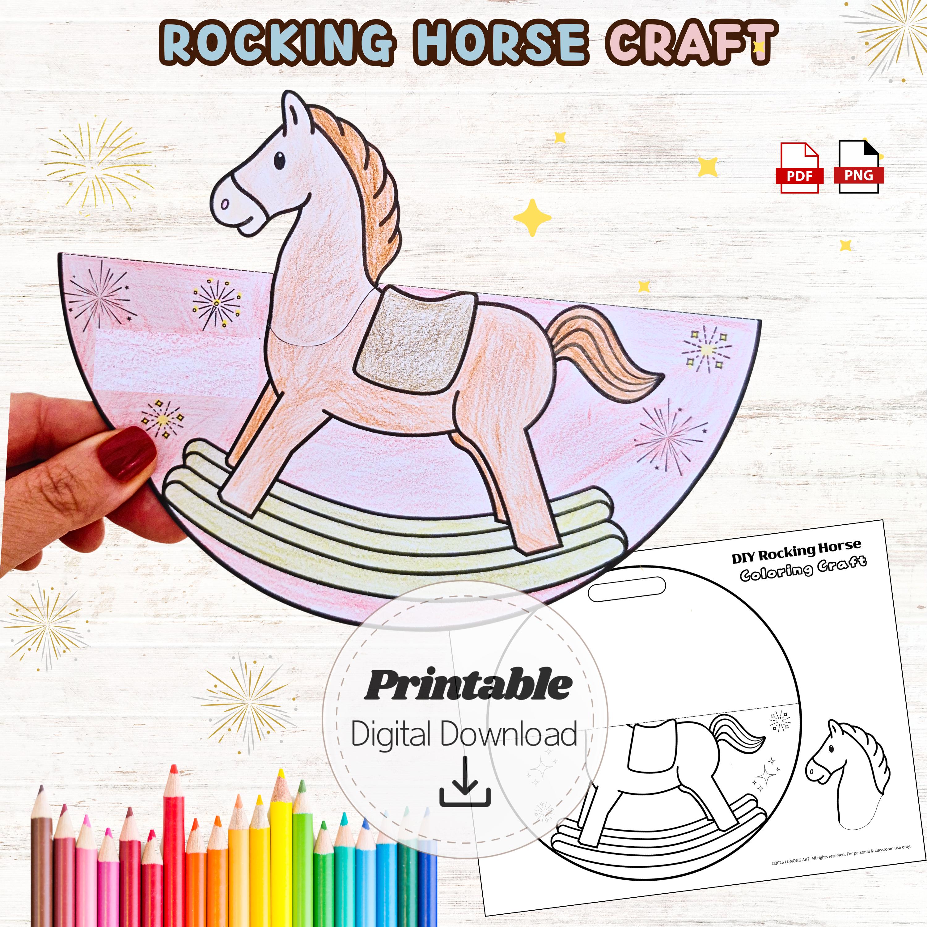 40 Fun Horse Crafts For Kids That Are Easy to Make 2 Rocking Horse Craft Printable, Horse DIY Coloring Rocking Craft,…