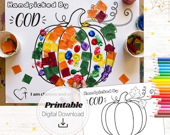 Handpicked By God Pumpkin Craft, Christian Fall Craft For Kids, Ephesians 2:10 Bible Verse Activity, Sunday School Thanksgiving Fingerpaint
