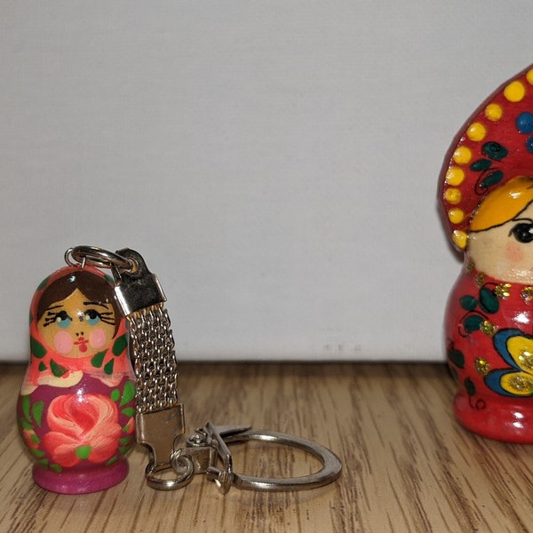 Russian Doll Keychain Magnet Set / Nesting Doll Keychain / Wooden Matryoshka Nesting Doll / Backpack Charm / Keychain / Purse Charm / Magnet