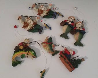 Outdoors Christmas Ornaments / Ornament / Santa Claus / Fishing Santa / Christmas / Ornaments / Christmas Ornaments /Fishing/Tree Decor/CIJ