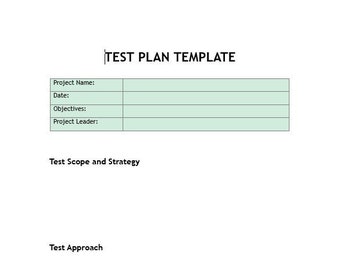 Test Plan Template / Test Template / Testing Template / School Template / Lab Template / Laboratory Template / Plan Template / Digital