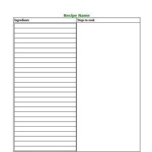 Recipe Template / Digital Recipes / Digital Recipe Template / Recipes / Digital Downloads / Instant Downloads / Recipe Cards / Digitize