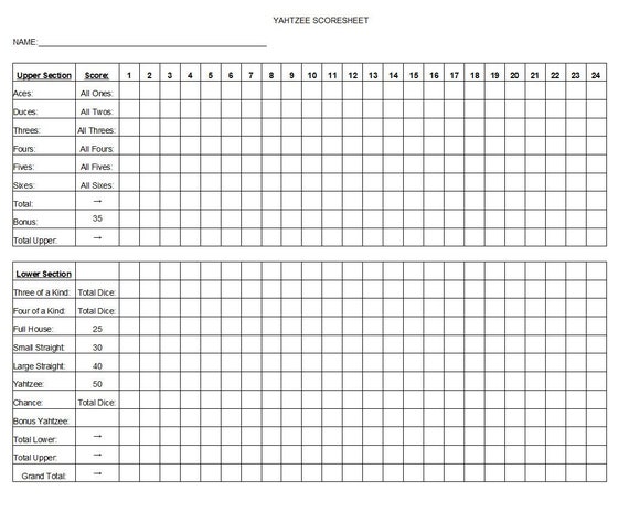 yahtzee score sheet template yahtzee score card yahtzee etsy