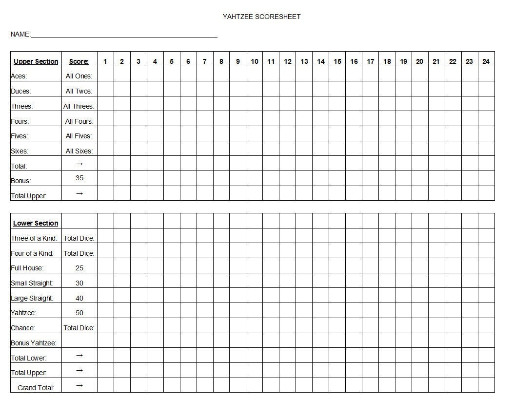 yahtzee score sheets etsy