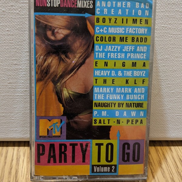 MTV Party To Go Cassette / Volume 2 / Non Stop Dance Mixes / Boys 2 Men / Boys II Men / Salt N Pepa / Heavy D/Marky Mark and the Funky Bunch