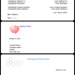 3 Cabeçalhos de Carta Simples / Cabeçalho de Carta Formal / Cabeçalho de Coração / Cabeçalho de Carta Simples / Download Digital / Download Instantâneo / Digital / Carta