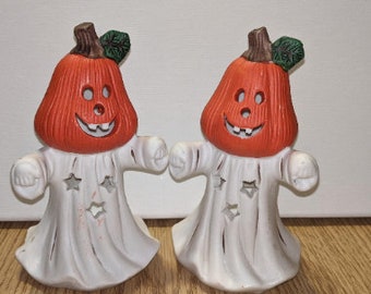 Jack O Lantern Ghost Tea Light Candle Holder / Pumpkin Head / Pumpkin Ghost / Pumpkin / Tea Light Holder / Halloween Decor / Fall Decor