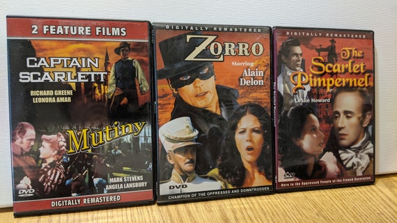 Dvds / Captain Scarlett / Mutiny / Angela Lansbury / Zorro / Alain Delon /  Scarlet Pimpernel / Leslie Howard / Old Movies / DVD / Adventure 