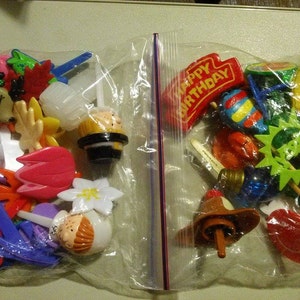 Lot of Vintage Cupcake Toppers / About 50 / Christmas / Birthday / Holiday / Easter / Flowers / Floral / Halloween / Get Well / 80s