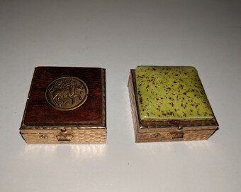 Vintage Pill Cases / Pill Bottle / Pill Container / Sagittarius / Green Dalmatian Jasper / Jasper / Medicine Box / Medication Box /Pill Case