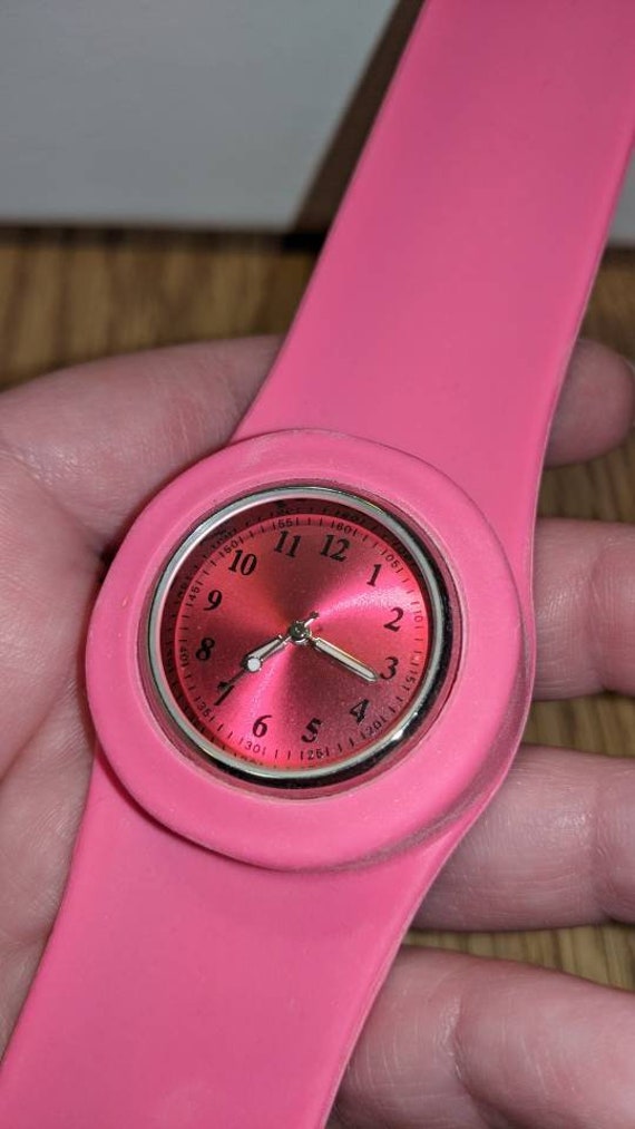 Slap Bracelet Watch / Pink Slap Bracelet / Pink W… - image 3