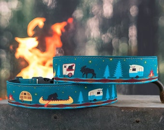 Camping Dog Collar - outdoorsy dog collar - adventure dog collar - Recycled Canvas dog collar