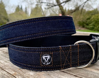 Denim dog collar, jean dog collar, navy dog collar, dog collar